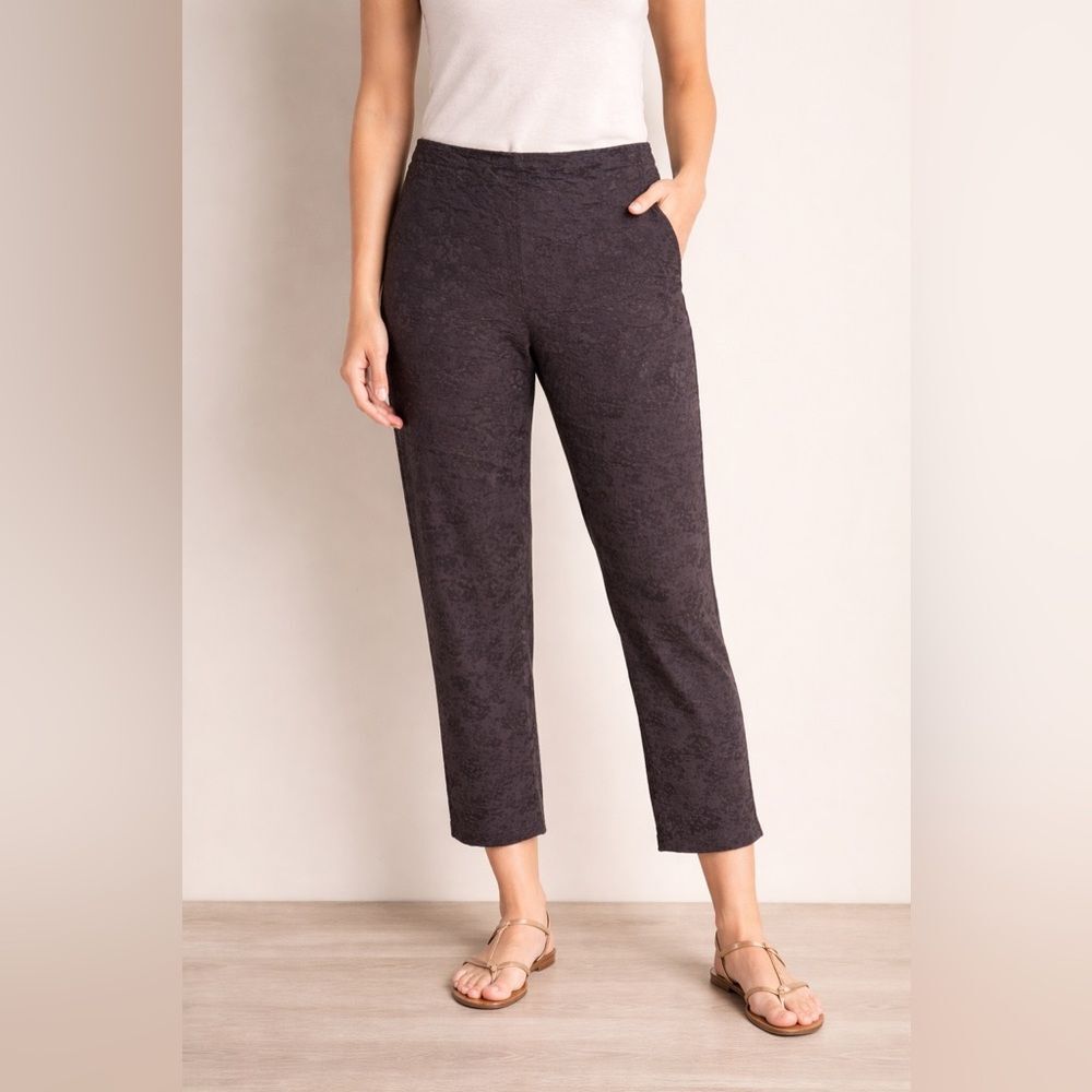 St. John Chocolate Brown Textured Cropped Trouser Pants Size 8